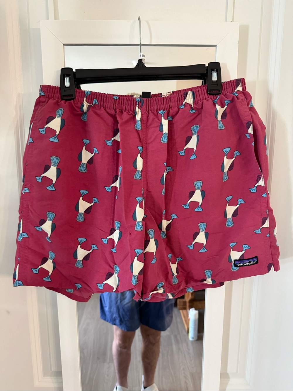 Patagonia Baggies Shorts Bird Print Pink Red Size Large - Picture 2 of 6